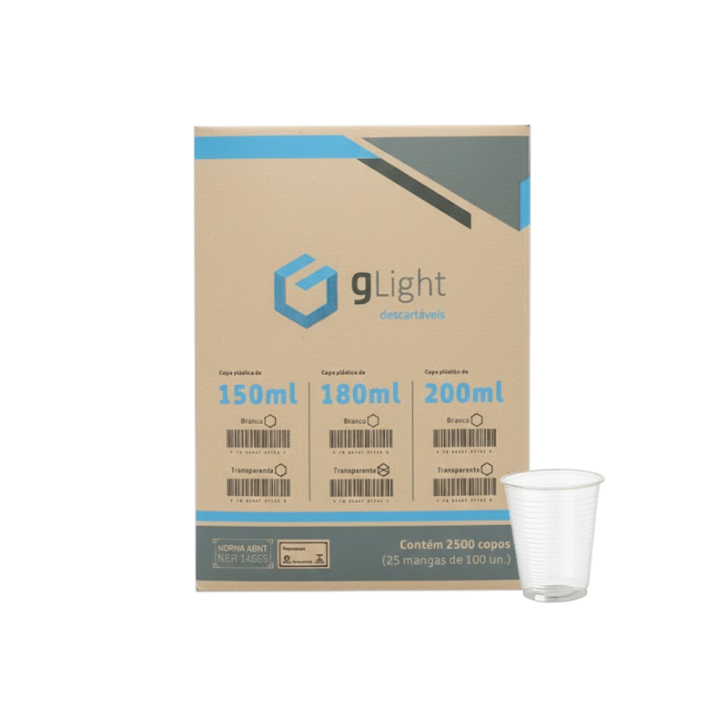 Copo 180ml Glight Transparente PS 2500 Unidades