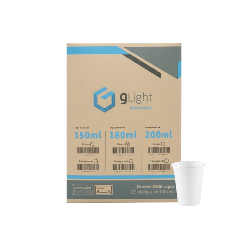 Copo 180ml Glight Branco PS 2500 Unidades
