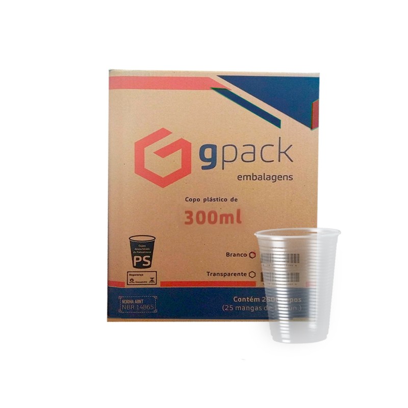 Copo 300ml Gpack Transparente PS