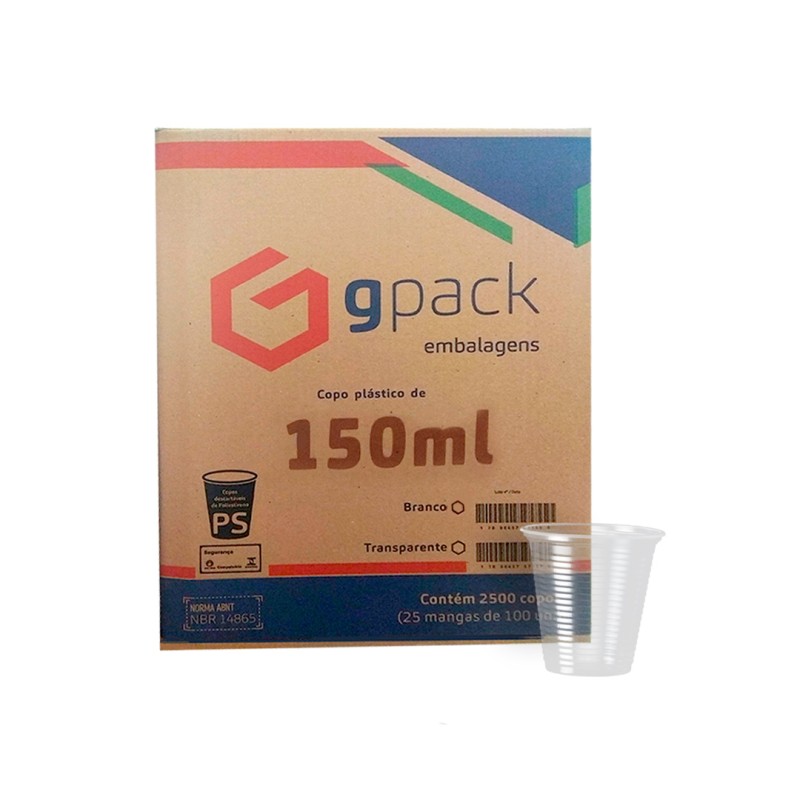 Copo 150ml Gpack Transparente PS