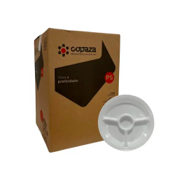 Prato Raso Branco para Refeição com 3 Divisórias Copaza