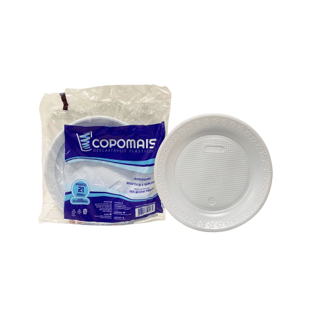 Prato Raso Branco para Refeições Copomais