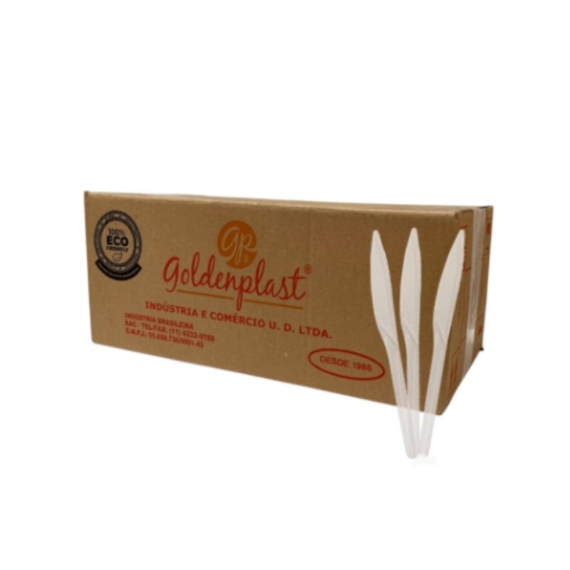 Faca para Refeição Leve Transparente Goldenplast a Granel 1.000 unidades