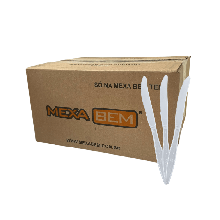 Faca para Refeição 18cm Reforçada Branca Mexa Bem a granel 500 unidades