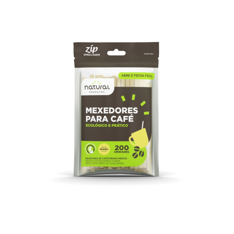 Mexedor de Café/Drink Médio de Bambu Natural com 200 unidades