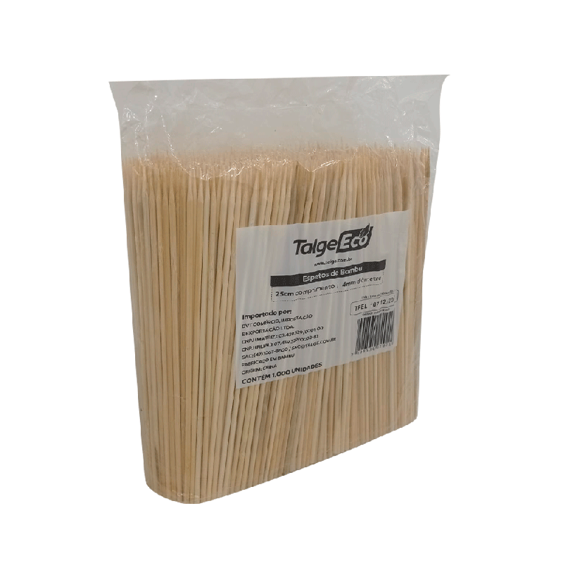 Espeto de Bambu para Churrasco 25cm Talge 1.000 unidades