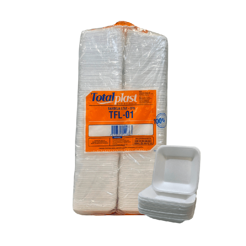 Bandeja Rasa de Isopor TFL01 Total Plast 400 unidades