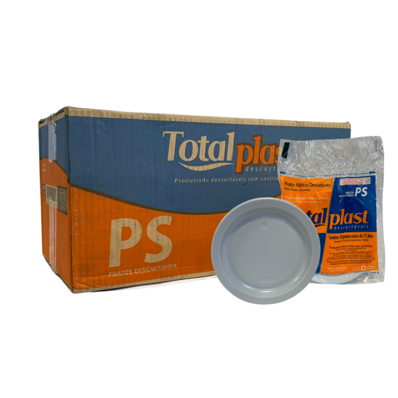 Prato Raso 18cm Total Plast PR-18 BR 500 unidades