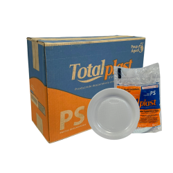 Prato Raso 15cm para Sobremesa Branco Totalplast 1.000 unidades