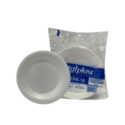 Prato de Isopor Raso 18cm para Refeição Totalplast 400 unidades