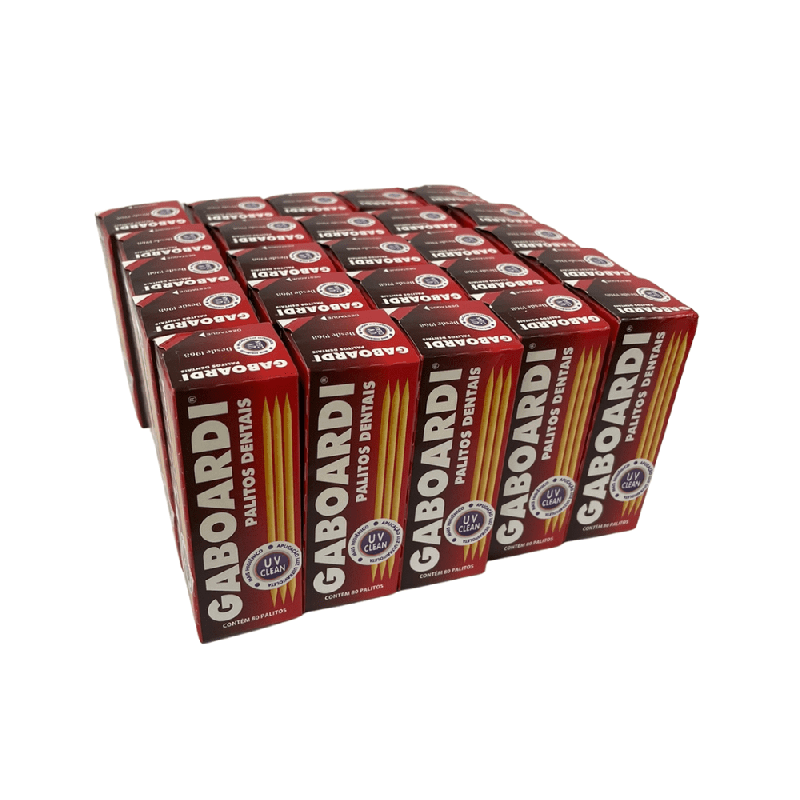 Palito de Dente Gaboardi Embalagem com 25 Paliteiros de Papel com 80 unidades cada
