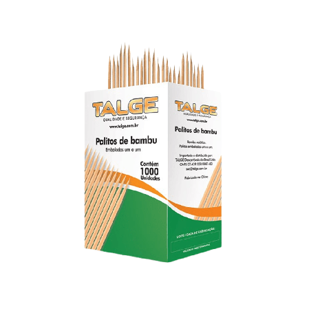Palito Dental de Bambu Embalado um a um Talge 1.000 palitos