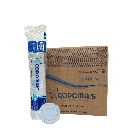 Tampa Descartável para Pote de 100ml e copos de 180/200ml Copomais com 2.000 unidades