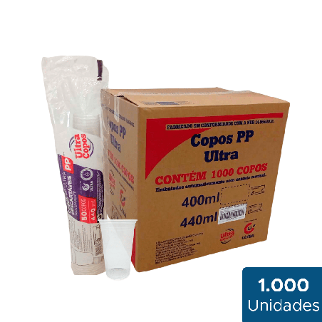Copo 440ml Transparente PP Liso Ultra 1.000 unidades
