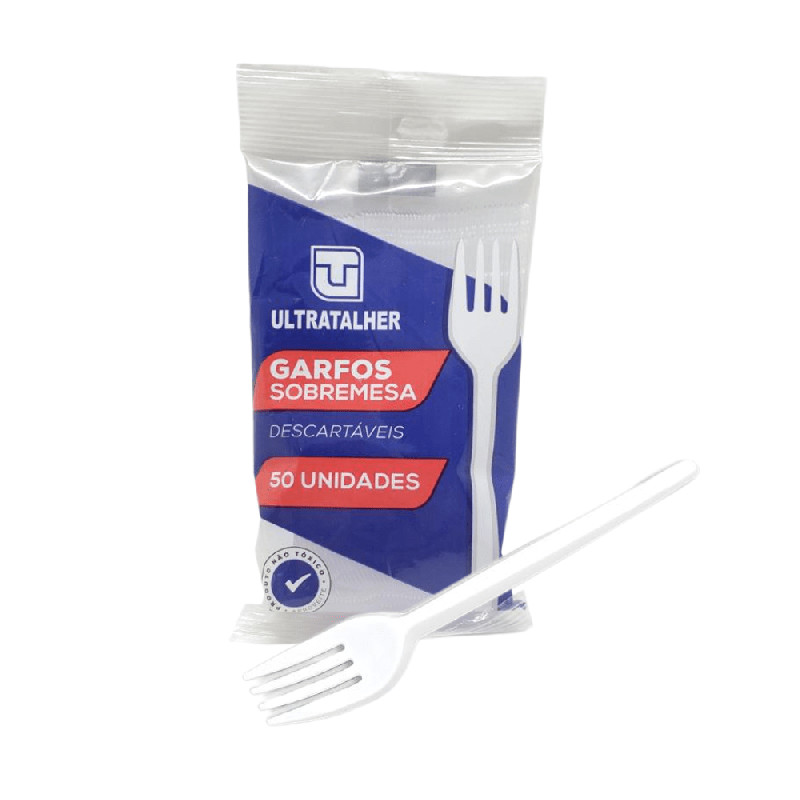 Garfo para Sobremesa 12,5 Branco Linha Replast Ultra descartáveis com 1.000 unidades