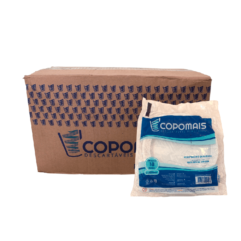 Prato Raso 18cm Refeição Copomais 500 unidades