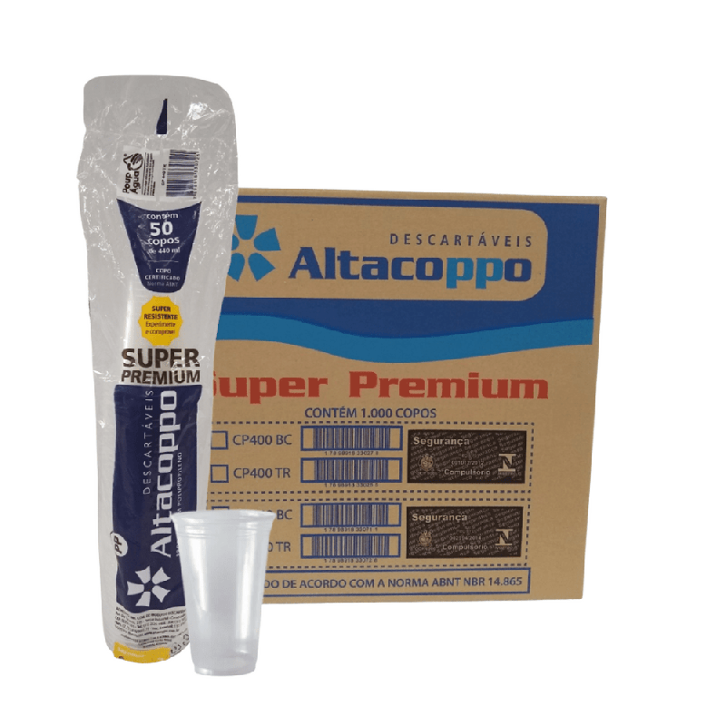 Copo Descartável Transparente Liso 440ml PP Altacoppo 1.000 unidades