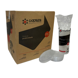Tampa com Furo para Copo 770ml e Potes 500/400/300ml TP08 Copaza 1.000 unidades