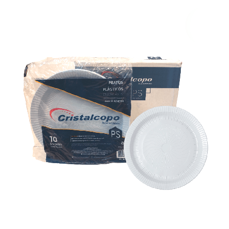 Prato Descartável Refeição Raso 26cm Cristalcopo 250 unidades
