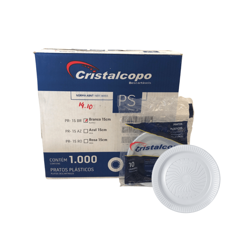 Prato 15cm Raso para Sobremesa Cristalcopo 1.000 unidades