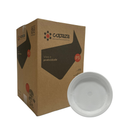 Prato 24cm Descartável Raso Branco Copaza 500 unidades