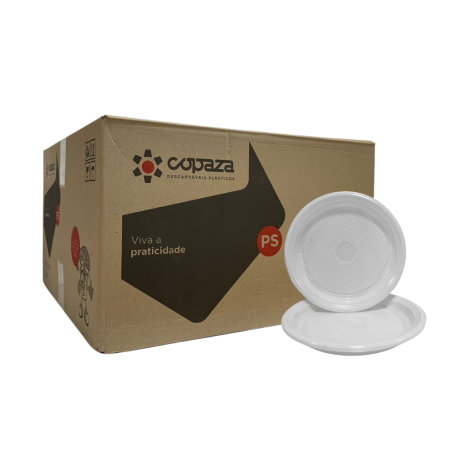Prato Raso 21cm para Refeição Branco Copaza 1.000 unidades