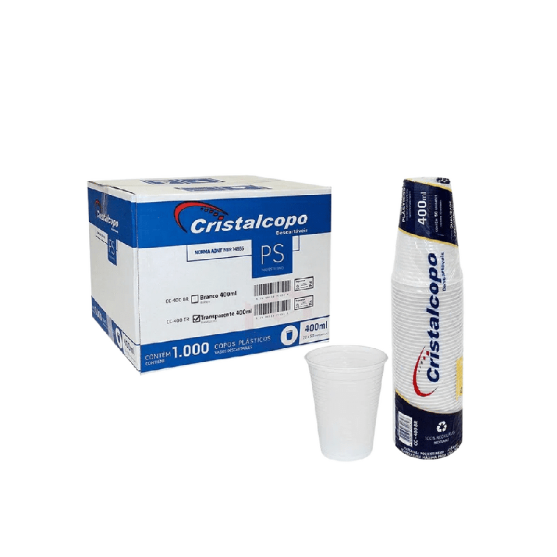 Copo 400ml Translúcido PS Cristalcopo 1.000 unidades