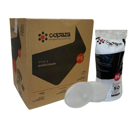 Tampa para Copos 770 e Potes 500/400/300ml TP08 Copaza 1.000 unidades