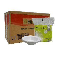 Prato Fundo 15cm Descartável Branco Kerocoppo 500 unidades