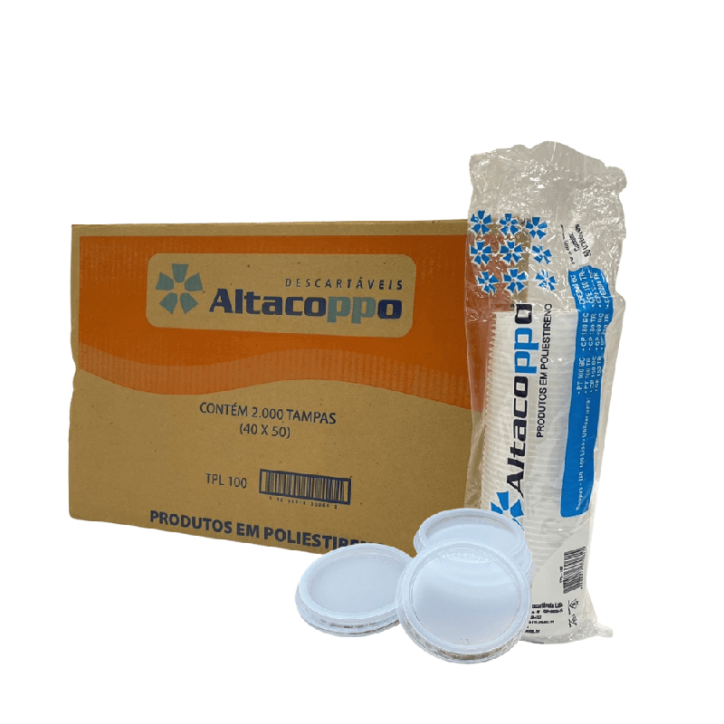 Tampa TPL100 Transparente para Copo de 180ml e Pote de 100ml Altacoppo 2.000 unidades
