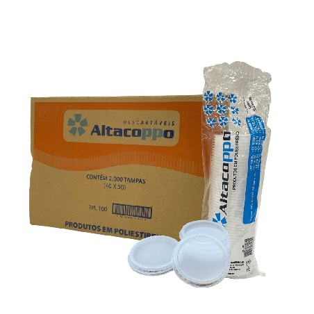 Tampa TPL100 Transparente para Copo de 180ml e Pote de 100ml Altacoppo 2.000 unidades