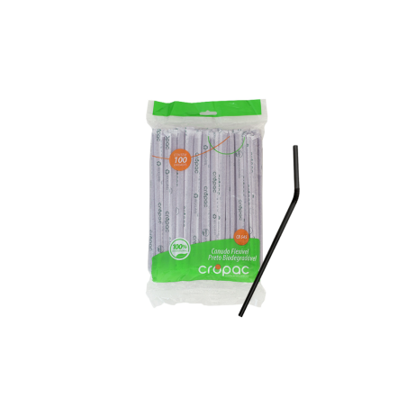 Canudo 5,8x200 mm Biodegradável Sachê Preto Cropac 100 unidades