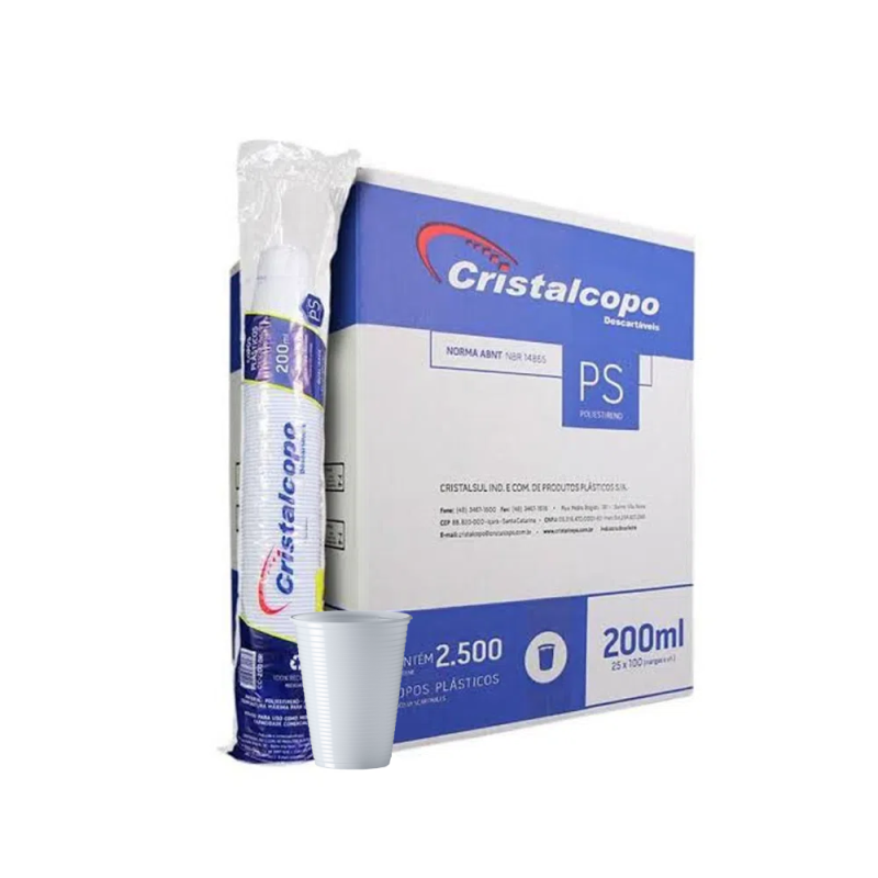 Copo 200ml Branco PS Cristalcopo 2.500 unidades