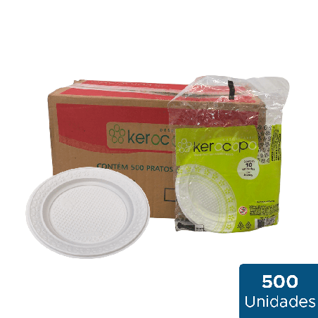 Prato Descartável Branco Raso 15cm Kerocopo 500 unidades