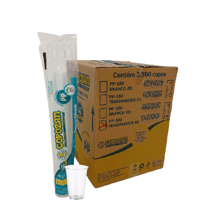 Copo Descartável Transparente PP Copozan 200ml  2.500 unidades
