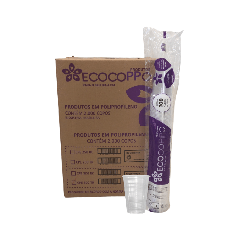 Copo 300ml Transparente ABNT 2012 PP Ecocoppo 2.000 unidades