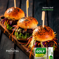 Espeto de bambu Golf 9cm Natural com 50 unidades