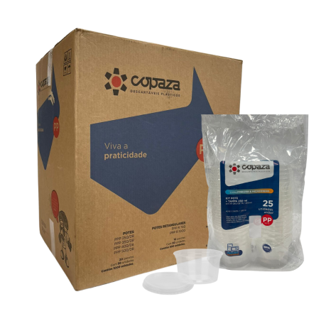 Kit Pote 250ml Translúcido com Tampa Copaza 600 unidades