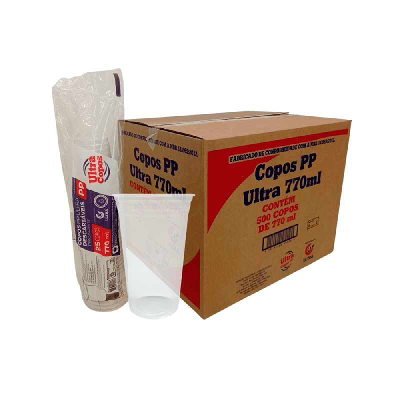 Copo 770ml Transparente PP Liso Ultra 500 unidades
