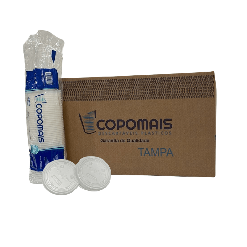 Tampa Descartável para Copos 400/440/500/550ml transparente Copomais com 1.000 unidades