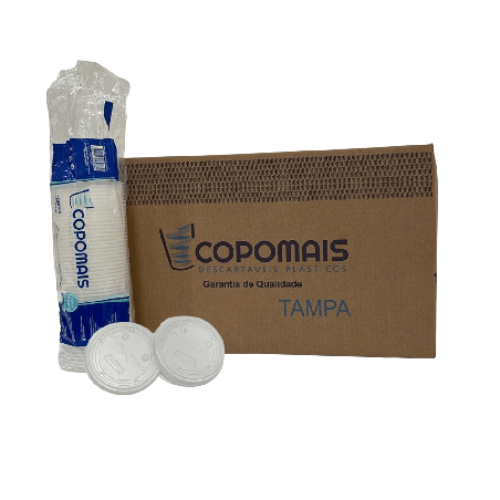 Tampa Descartável para Copos 400/440/500/550ml transparente Copomais com 1.000 unidades