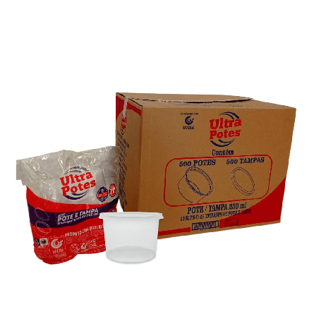 Kit Pote 250 ml Transparente com Tampa Ultra 500 unidades
