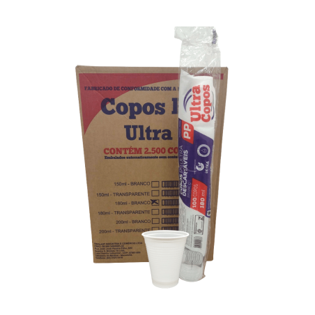 Copo 180ml Branco PP Ultra 2.500 unidades