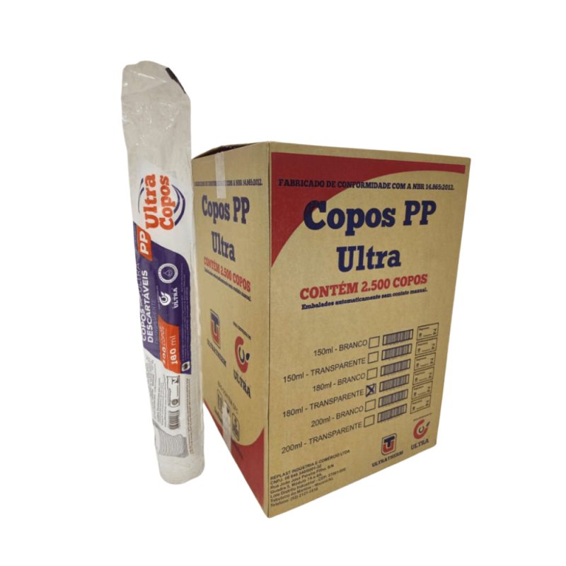 Copo 180ml Transparente PP Ultra 2.500 unidades