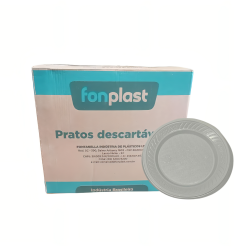 Prato Descartável Branco Raso 15cm Fonplast 1000 unidades