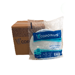 Prato Raso 25cm Branco para RefeiçãoCopomais 250 unidades