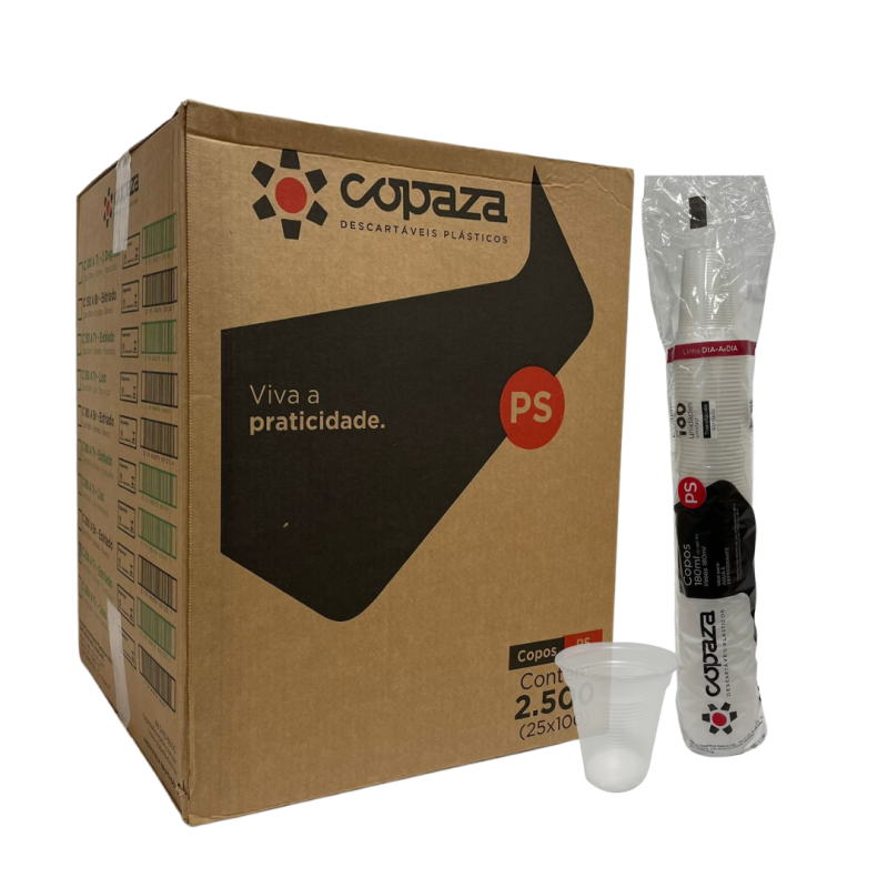 Copo de 180ml Translúcido ABNT 2002 PS Copaza com 2.500 unidades