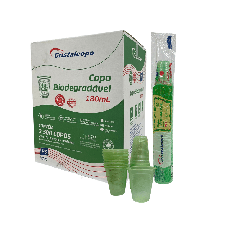 Copo 180ml Translúcido Biodegradável Cristalcopo 2.500 unidades