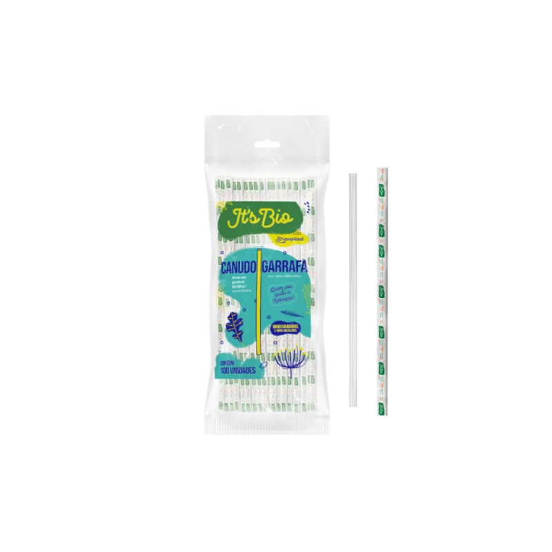 Canudo para Garrafa 5x240 mm Sachê Transparente Strawplast 100 unidades Indicado para Suco e Refrigerante