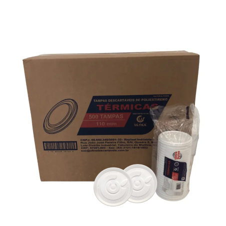 Tampa para potes Térmicos de isopor 240/300/360/480ml Ultratherm com 500 unidades